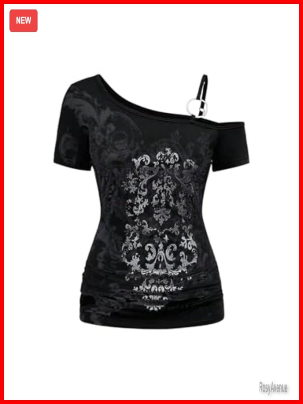 Women's Off The Shoulder Gothic Tee Top Emo Grunge Alt Y2k